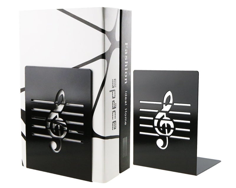 Apol Unique Music Notes Book Stands Metal Bookends for Kids School Library Desk Study Home Office Decoration Gift(Black) - Image 5